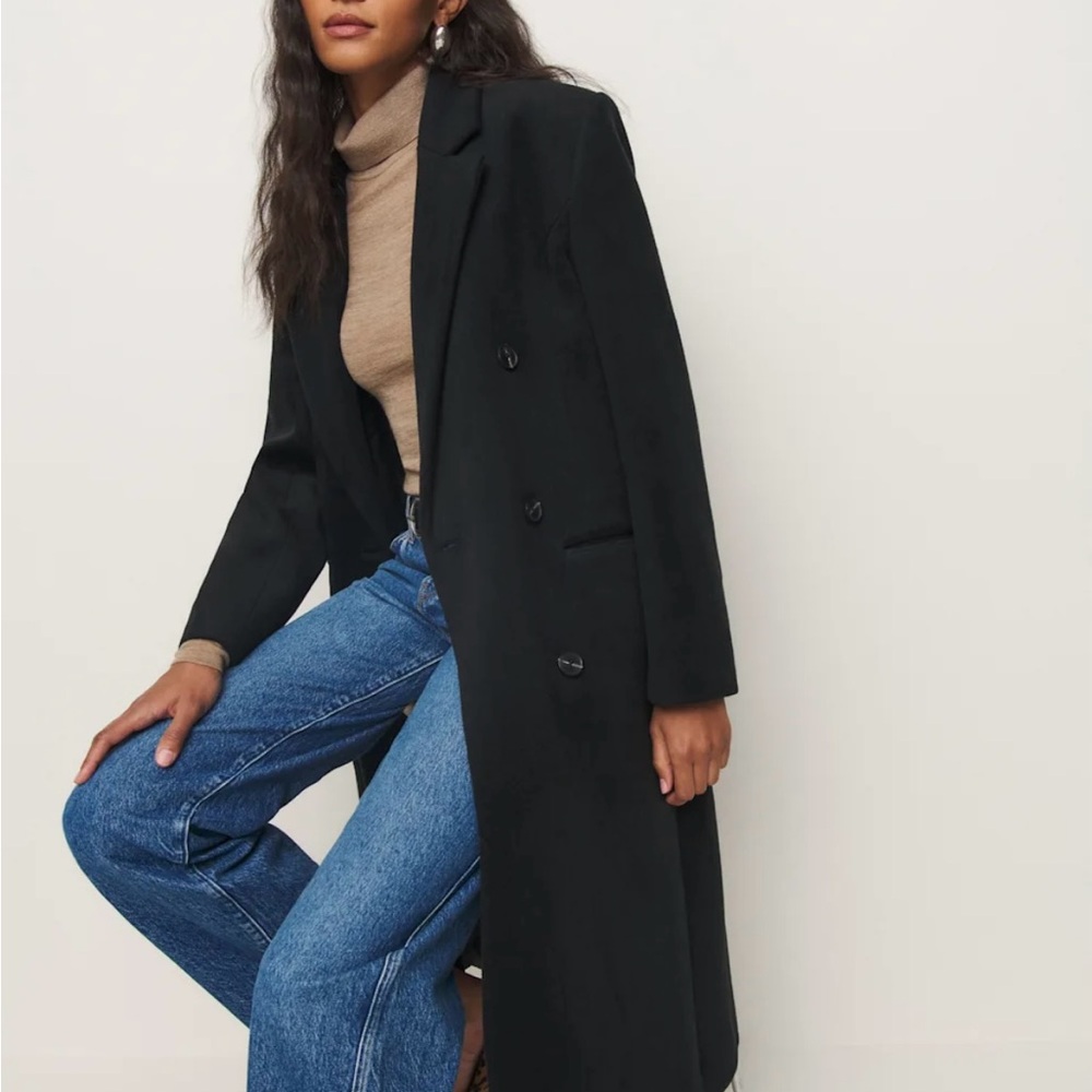 Reformation Black Wool Lucas Coat HEMMED